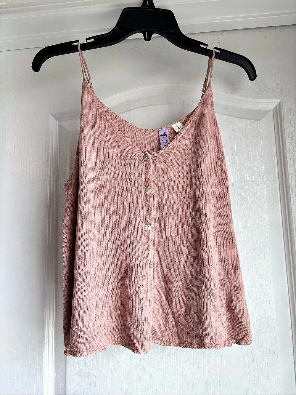 Alya Knit Button Front Camisole in Pink Medium